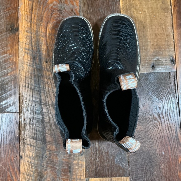 Black Faux Crocodile Western Chelsea Ankle Boots Men’s Size 45/12 - Picture 3 of 8